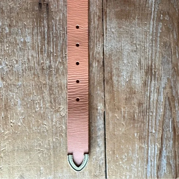 Anthropologie Tan Leather Belt with Brass Toned Western Style Buckle - Picture 6 of 12